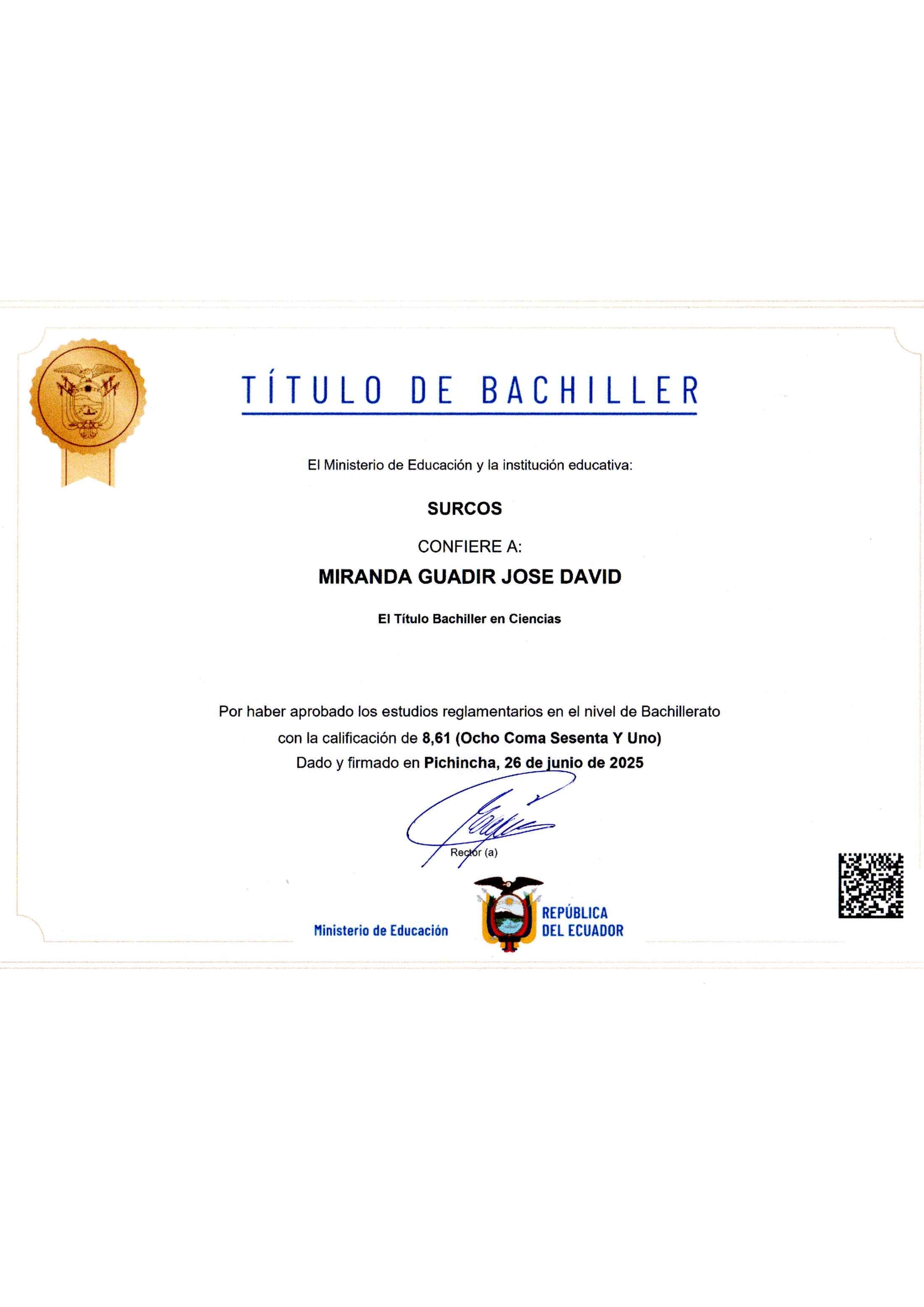 Certificado Bachiller